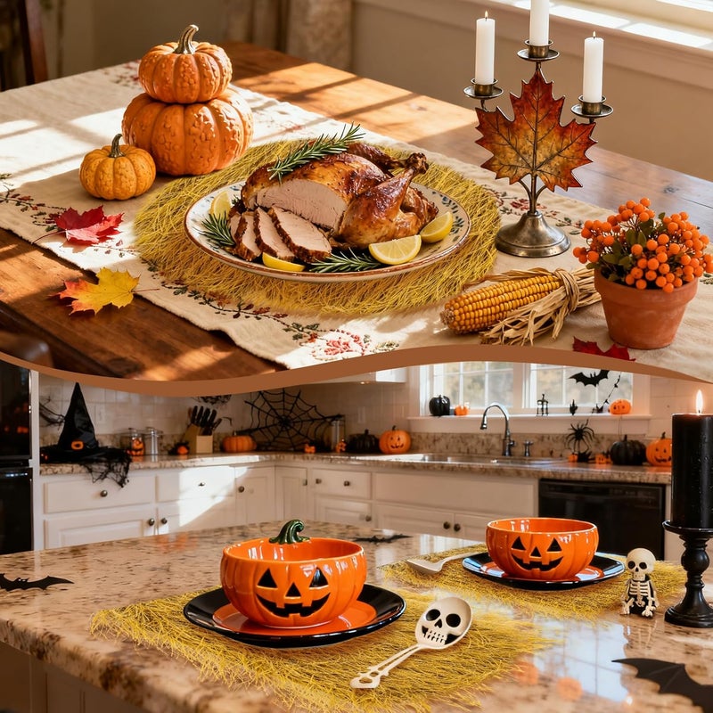 Rainflow Thanksgiving Fake Hay Straw Placemats - 3PCS Squra Plastic Fake Hay Bales for Decoration, Ideal for Desktop Center Wall Tiki Party Themed Cowbboys Party Easter Christmas Garden Decor(11"x11") - Image 5